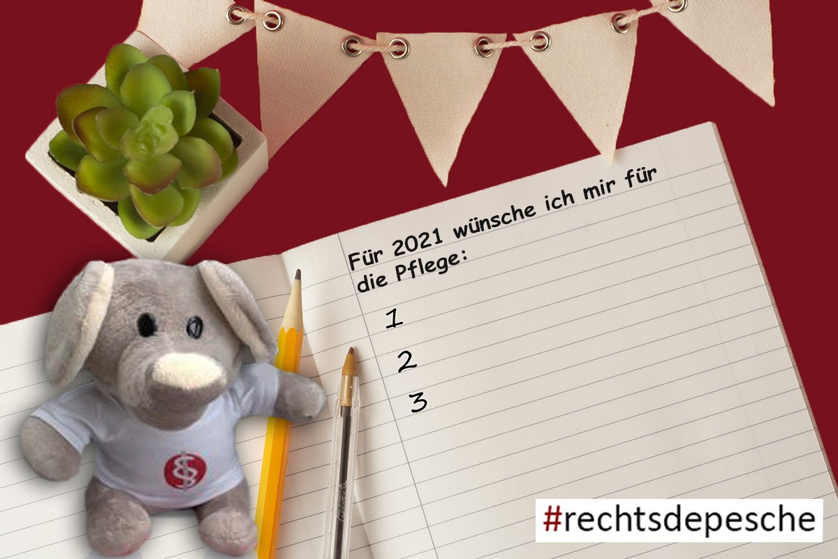 Was wünschst du dir für die Pflege im Jahr 2021? Gewinne einen Elefant "Horst" sowie ein kostenloses Rechtsdepesche-Jahresabo! Unsere Horstis freuen sich auf ein neues Zuhause bei dir! Horst ist übrigens auch ein toller Pflegebegleiter und macht sich gut in Pflegeinrichtungen oder auf der Station im Krankenhaus!