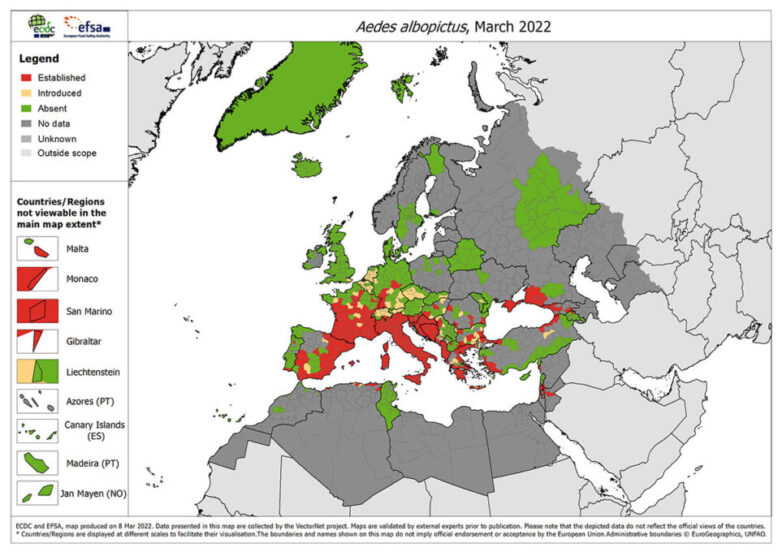 Tigermücke in Europa